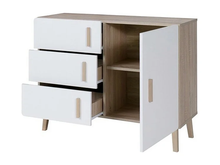 Buffet, aparador, armário OSLO modelo pequeno. Móvel de design estilo ESCANDINAVO. Efeito ultra moderno para a sua sala de estar.