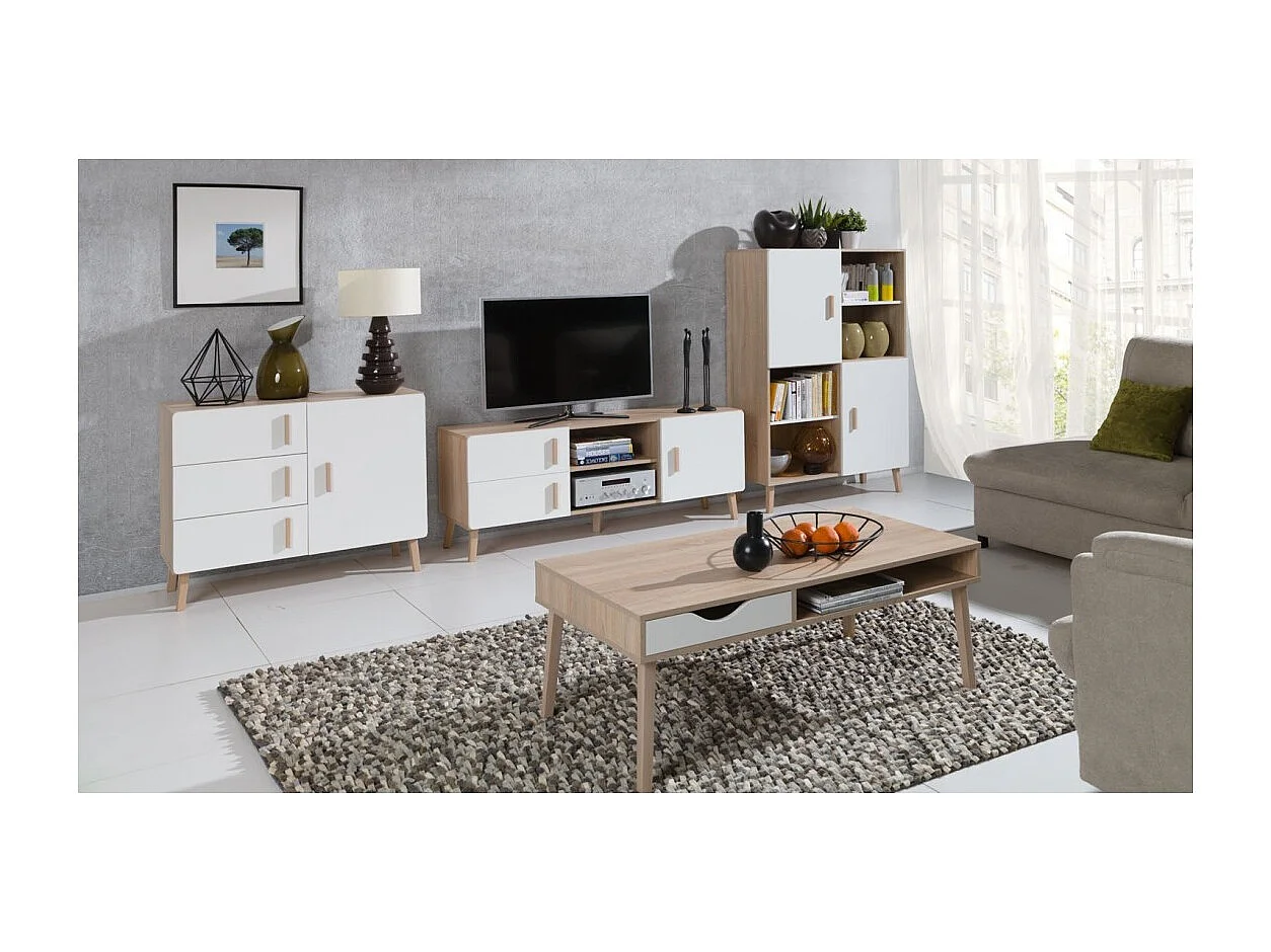 Buffet, aparador, armário OSLO modelo pequeno. Móvel de design estilo ESCANDINAVO. Efeito ultra moderno para a sua sala de estar.