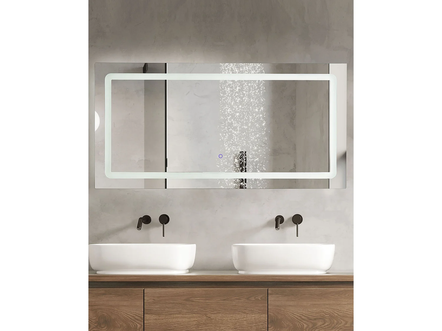 Miroir de salle de bain LED BENOUVILLE 120 cm 60 cm Argenté