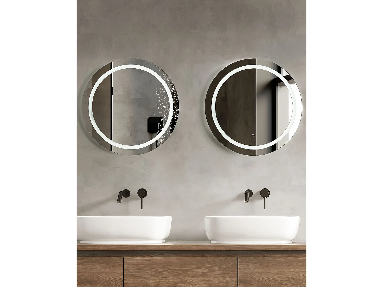 Miroir de salle de bain LED COURSEULLES 79 cm 79 cm Argenté