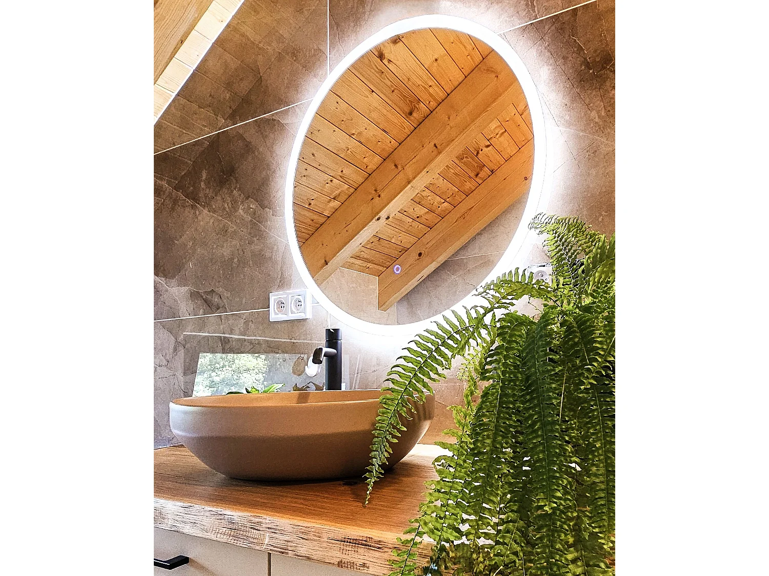 Miroir de salle de bain LED DEAUVILLE 79 cm 79 cm Argenté