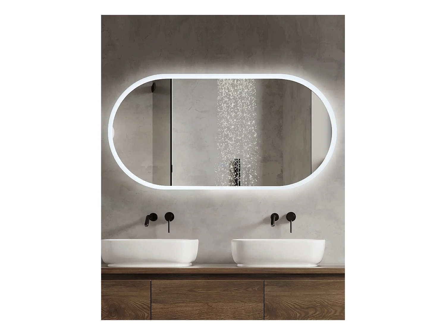 Miroir de salle de bain LED CHATEAUROUX 120 cm 60 cm Argenté