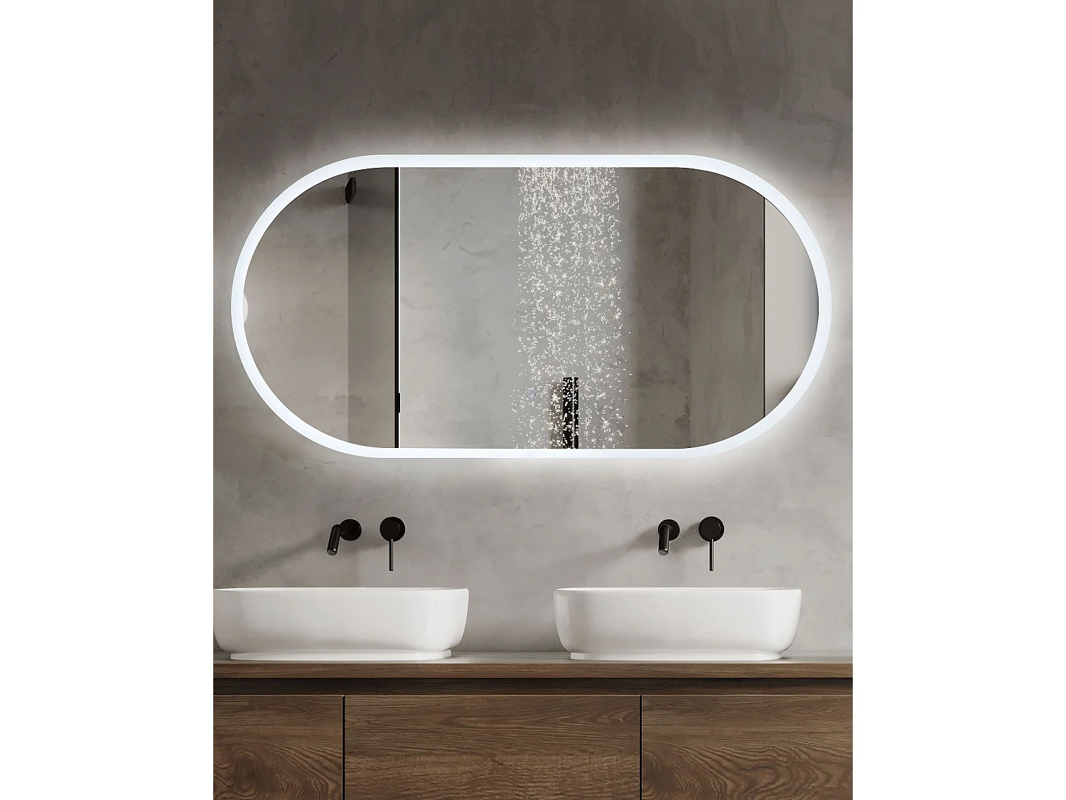 Miroir de salle de bain LED CHATEAUROUX 120 cm 60 cm Argenté