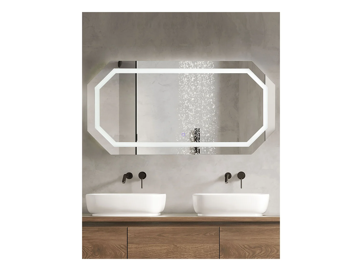 Specchio da bagno con luce LED LOCMARIAQUER 120 cm 60 cm Argento