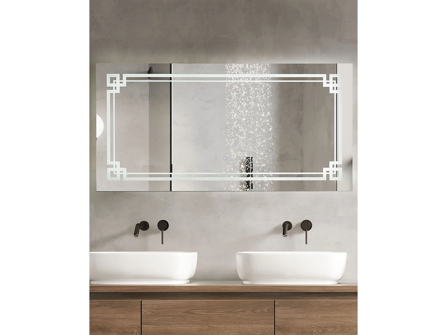 Miroir de salle de bain LED AVRANCHES 120 cm 60 cm Argenté