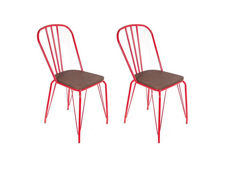 Lot de 2 Chaises Déco "Industrie" 102cm Rouge