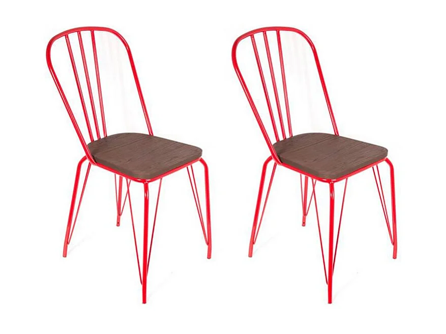 Lot de 2 Chaises Déco "Industrie" 102cm Rouge