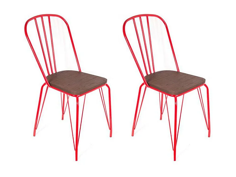Lot de 2 Chaises Déco "Industrie" 102cm Rouge
