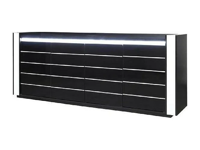 Ensemble buffet LINA avec 3 miroirs coloris noir et blanc