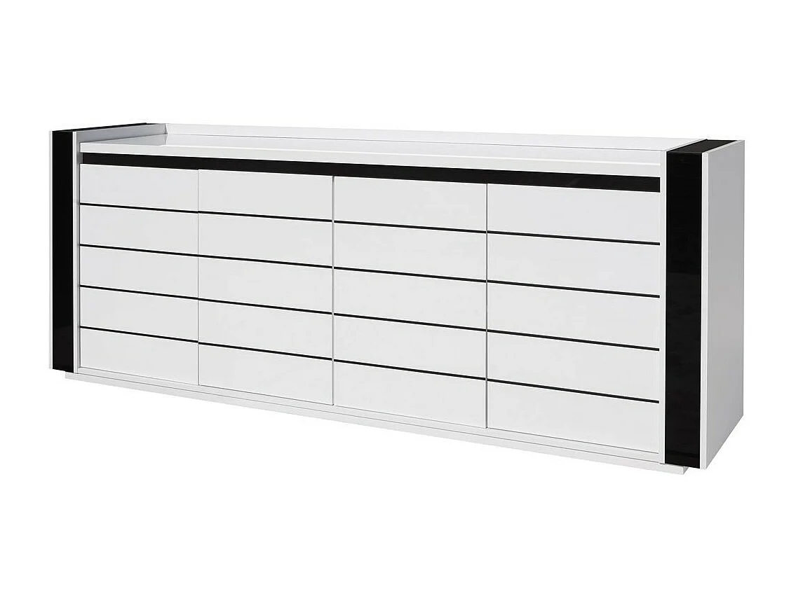 LINA buffet wit en zwart met LED - 220 x 87 x 50 cm