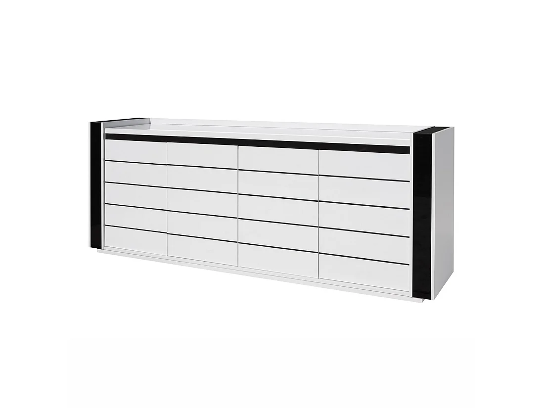 Buffet LINA blanc et noir avec LED – 220 x 87 x 50 cm