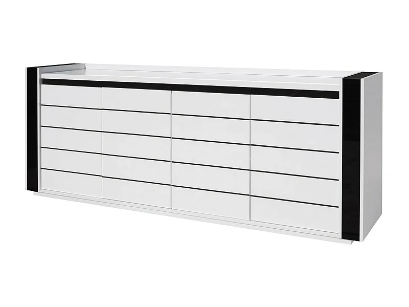 LINA buffet wit en zwart met LED - 220 x 87 x 50 cm