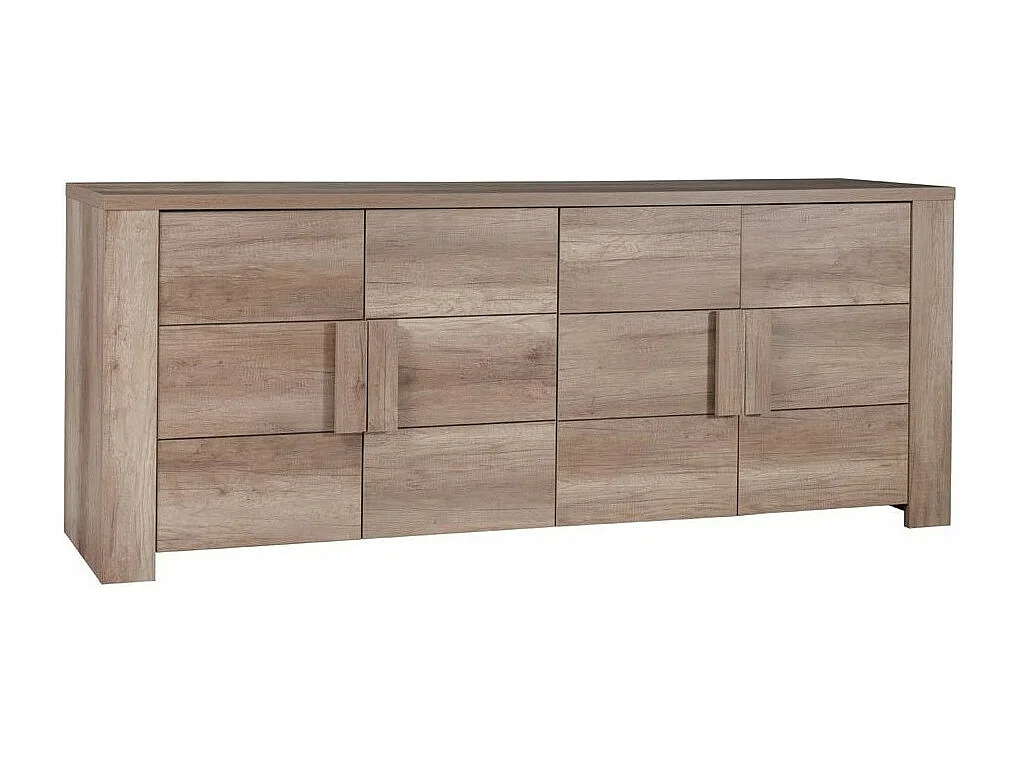 Buffet 4 porte FARRA rovere sonoma con 3 specchi quadrati