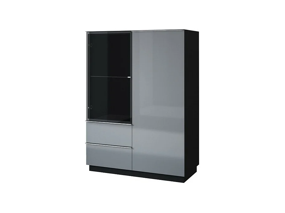 Buffet haut collection ZANTE. LED intégrées. Coloris noir et gris brillant.