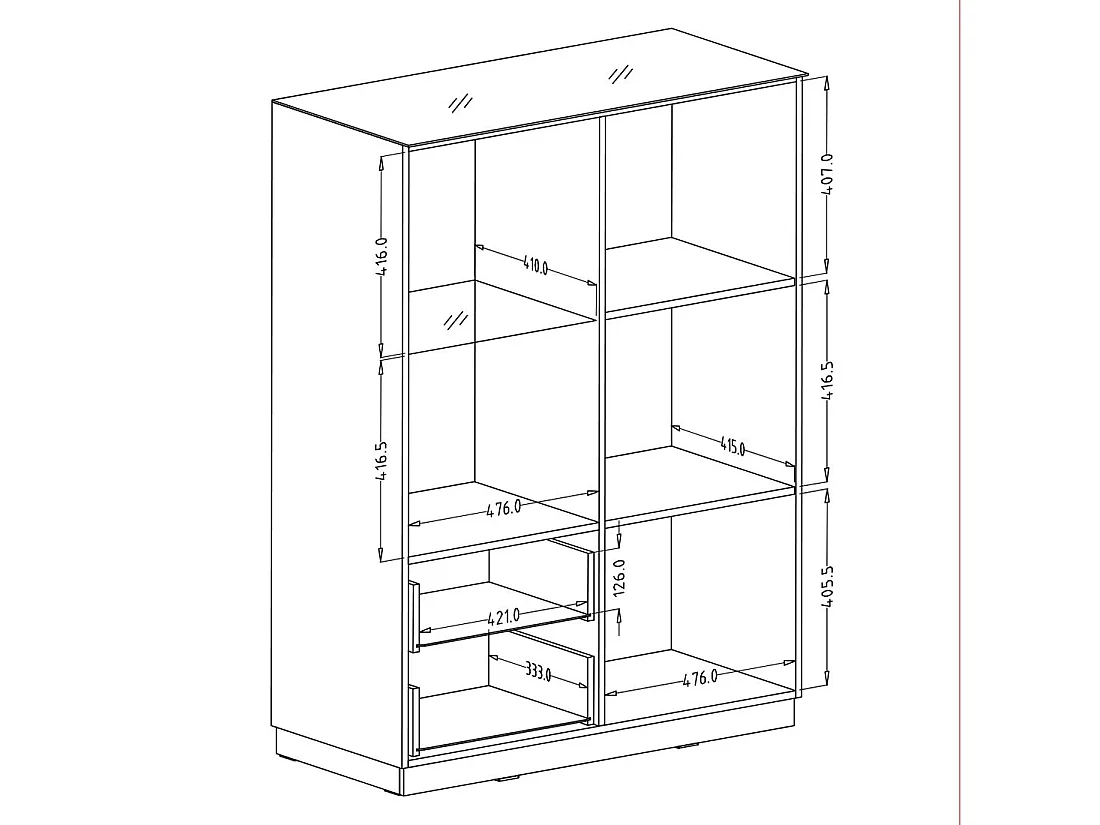 Buffet haut collection ZANTE. LED intégrées. Coloris noir et gris brillant.
