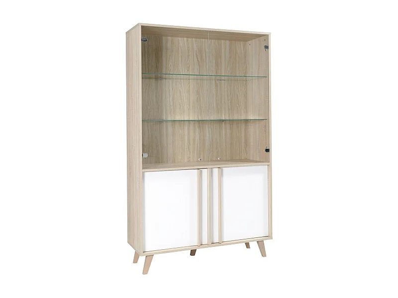Vitrine, Geschirrschrank, Silberschrank MALMO großes Modell + LED. Möbel im SKANDINAVISCHEN Stil ideal für Ihr Esszimmer.