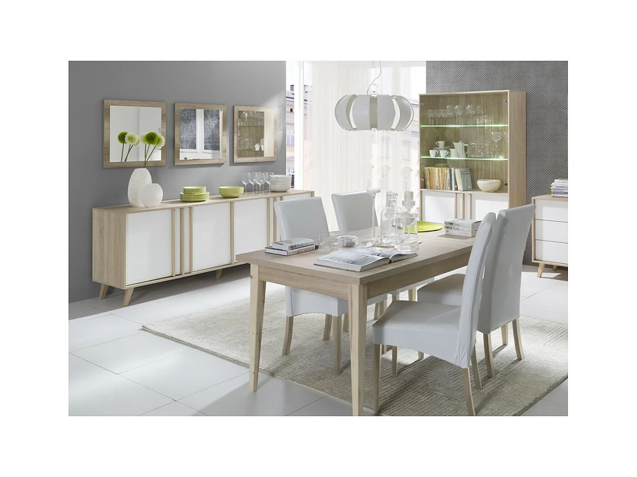 Vitrinekast, servieskast, zilverkast MALMO groot model + LED. SCANDINAVISCH type meubel ideaal voor uw eetkamer.