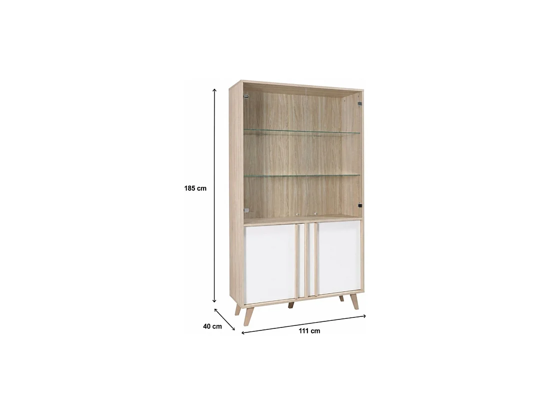 Vitrina, aparador, mueble para vajilla MALMO modelo grande + LED. Mueble estilo ESCANDINAVO ideal para tu comedor.