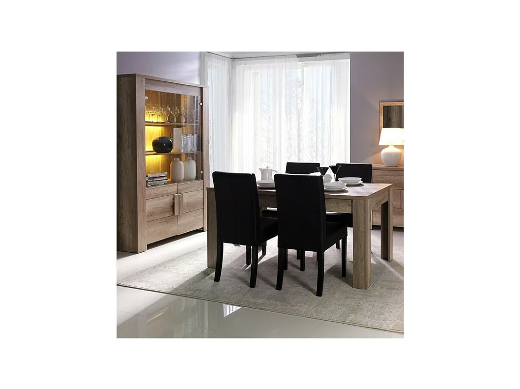 Vitrine met 4 deuren FARRA in canyon eikenkleur met LED