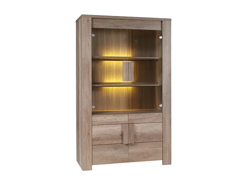 Vetrina 4 porte FARRA colore rovere dab canyon con LED