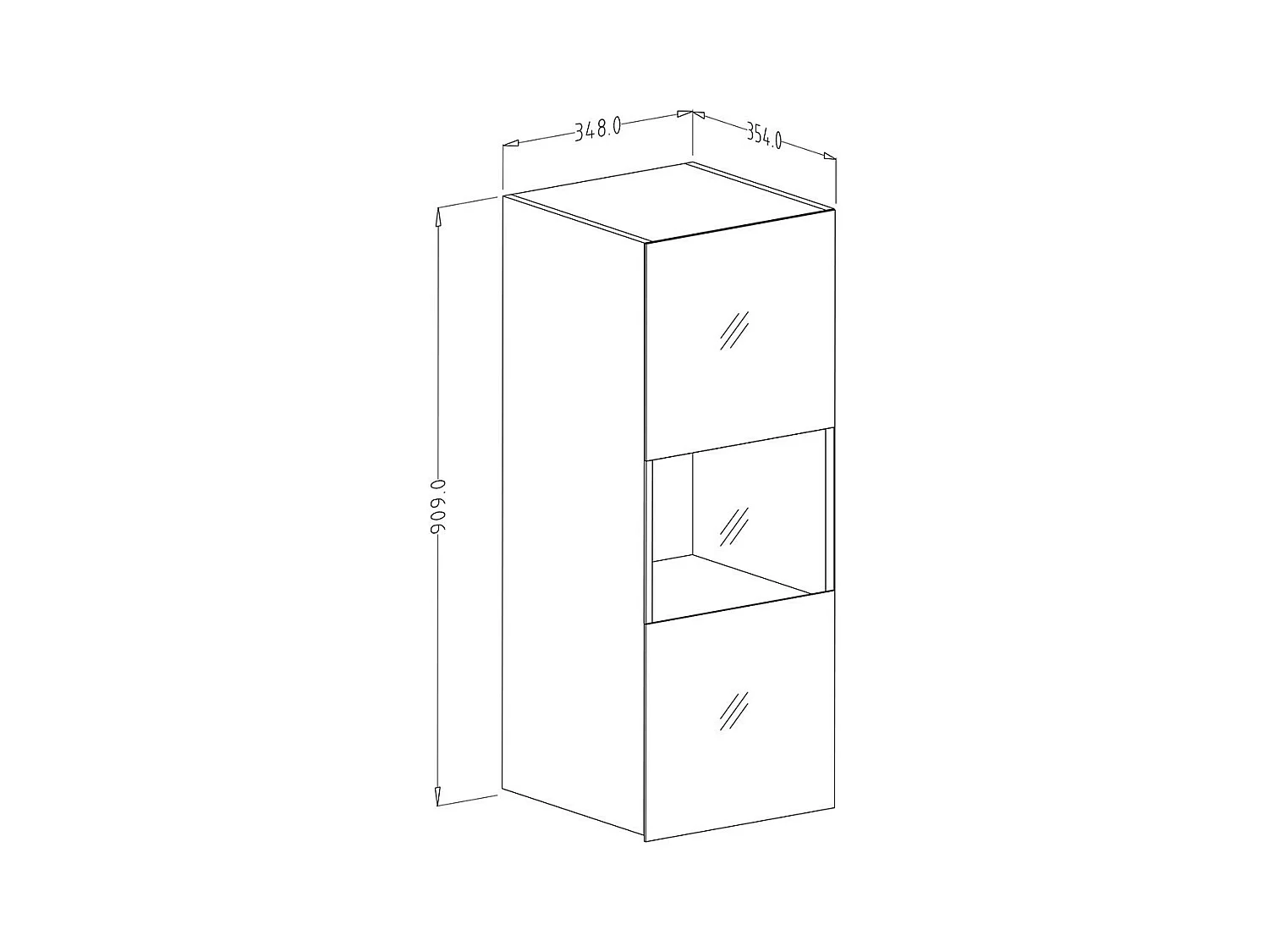 Zwevende vitrinekast, 1 glazen deur met geïntegreerde LED uit de ZANTE collectie. Kleur: zwart en glanzend grijs.