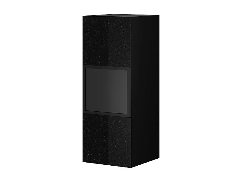 Vitrina suspendida, 1 puerta acristalada con LED integrado colección ZANTE. Color negro brillante con purpurina.