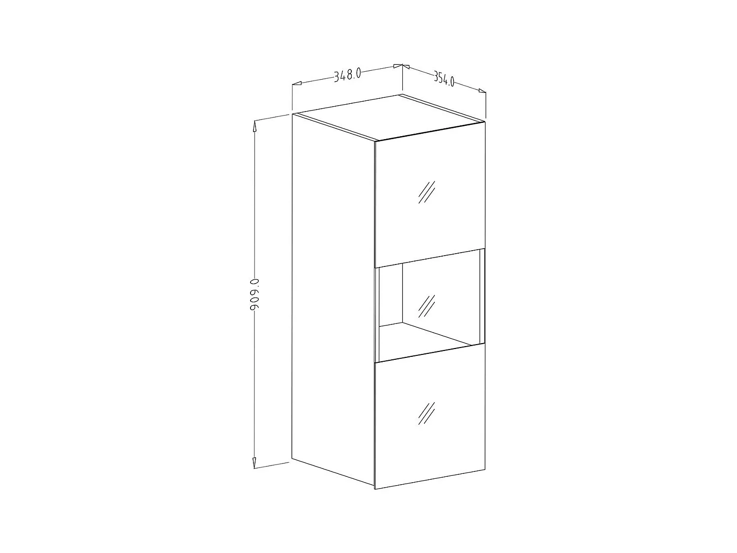 Vitrine suspendue, 1 porte vitrée avec LED intégrée collection ZANTE. Coloris noir brillant pailleté.