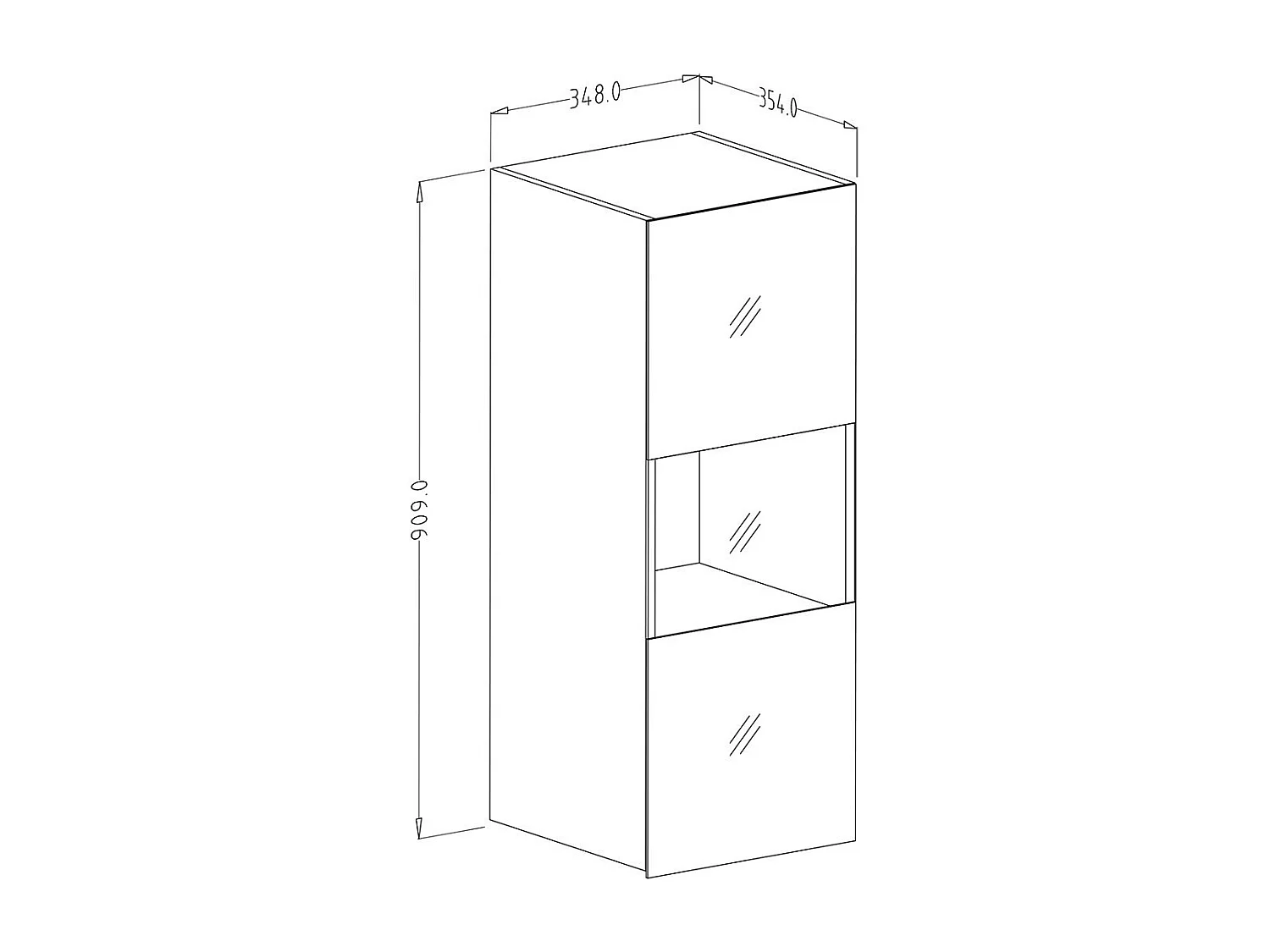 Vitrine suspendue, 1 porte vitrée avec LED intégrée collection ZANTE. Coloris noir brillant pailleté.