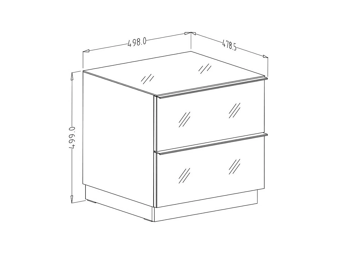 Pequeno móvel para TV ou móvel auxiliar de 50cm coleção ZANTE com 2 gavetas. Cor preto brilhante com glitter.
