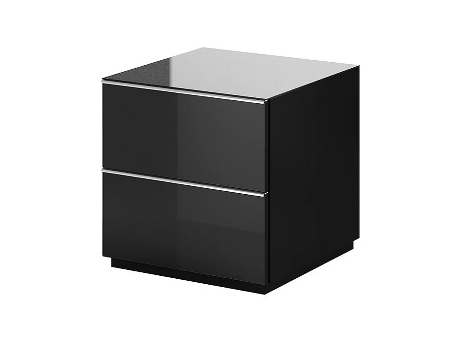 Klein tv-meubel of bijzetmeubel 50cm collectie ZANTE met 2 lades. Kleur glanzend zwart met glitters.