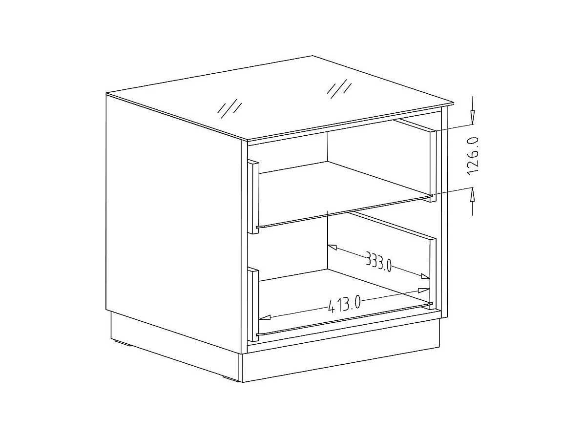 Petit Meuble TV ou meuble d'appoint 50cm collection ZANTE avec 2 tiroirs. Couleur noir brillant pailleté