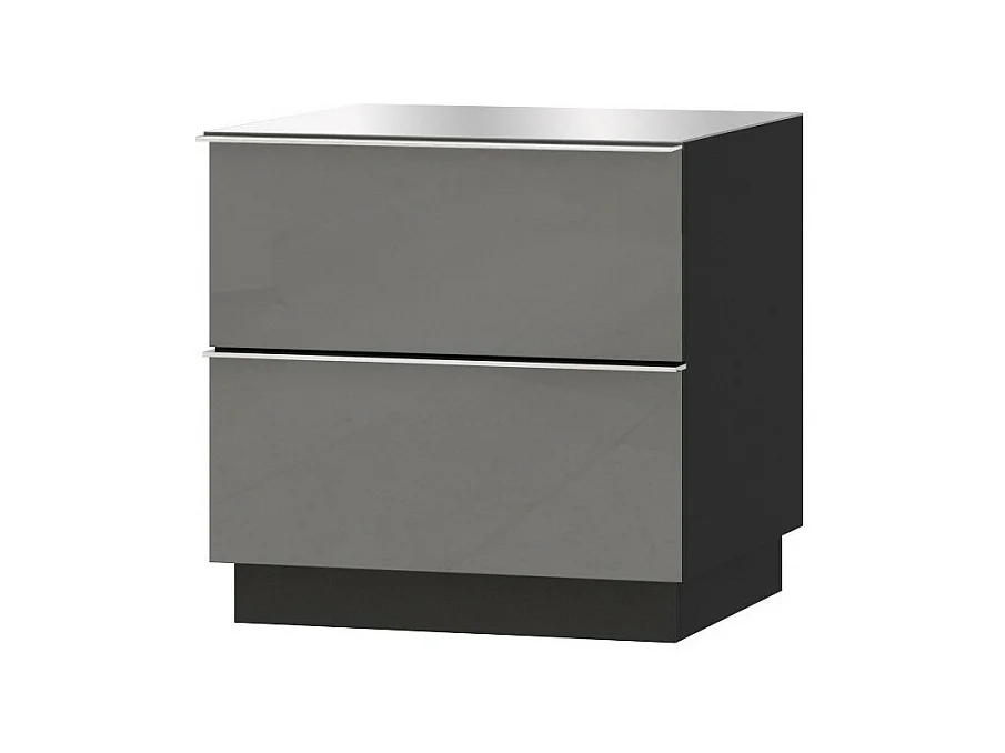 Klein TV-meubel of bijzetmeubel 50cm collectie ZANTE met 2 laden. Kleur zwart en glanzend grijs.