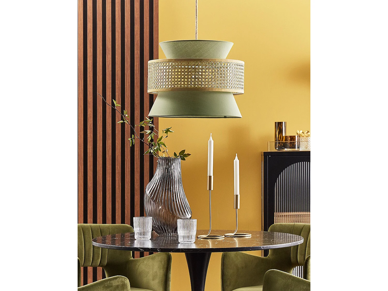 Lampadario LUYANO Rattan Verde chiaro