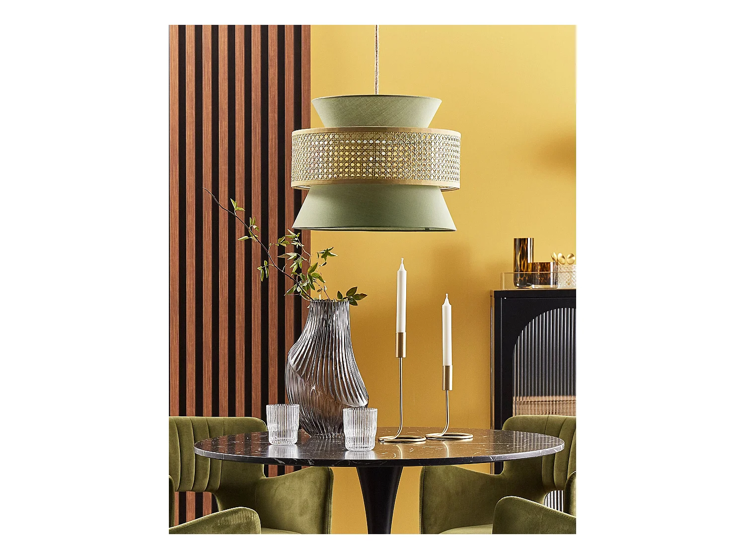 Lampadario LUYANO Rattan Verde chiaro