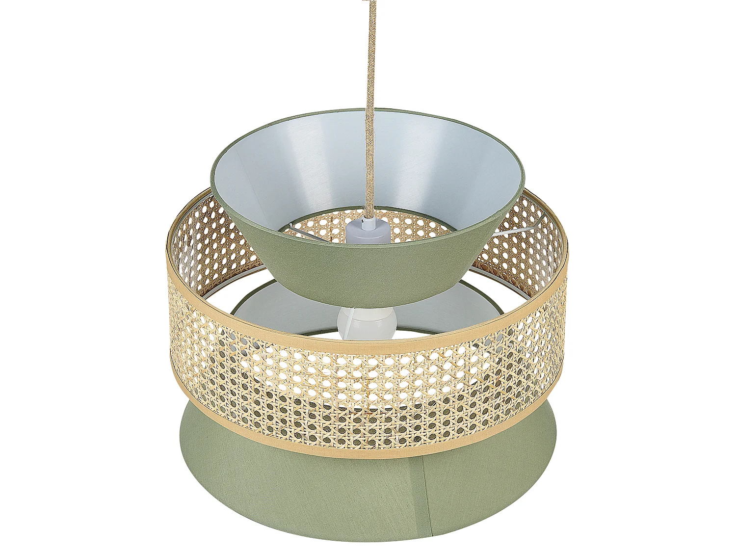 Lampe suspension LUYANO Rotin Vert clair