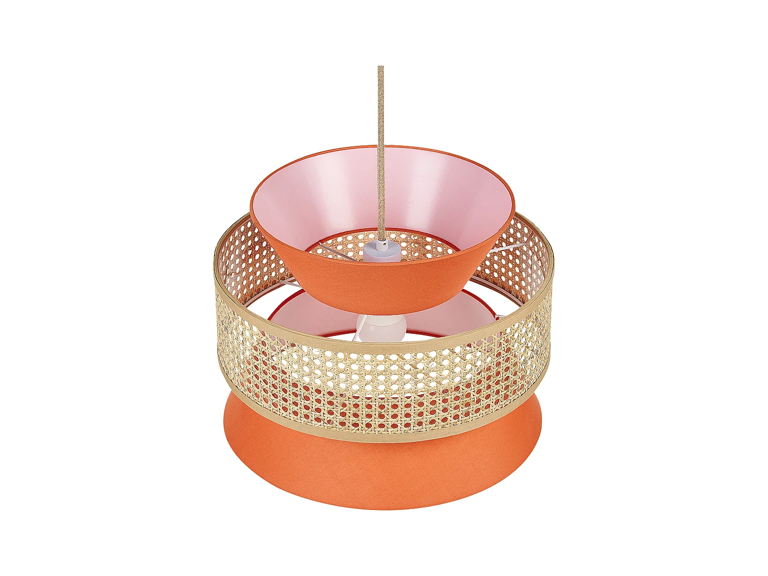 Hängelampe LUYANO Rattan Korallenrot