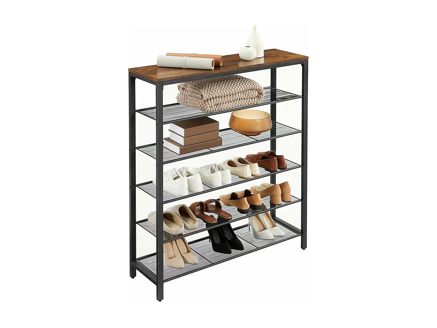 Étagère à chaussures porte-chaussures marron 100 x 30 x 110 cm 12_0002645