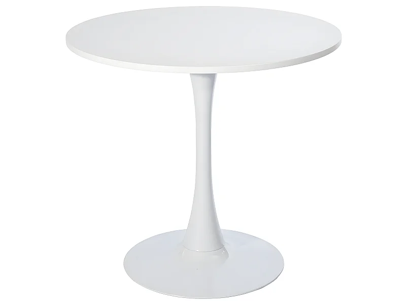 Table à manger blanche, table à manger ronde scandinave, base 80cm X 74cm de hauteur, convient pour 2 - 4 positions