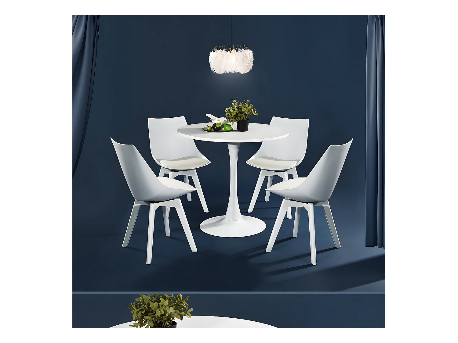 Table à manger blanche, table à manger ronde scandinave, base 80cm X 74cm de hauteur, convient pour 2 - 4 positions