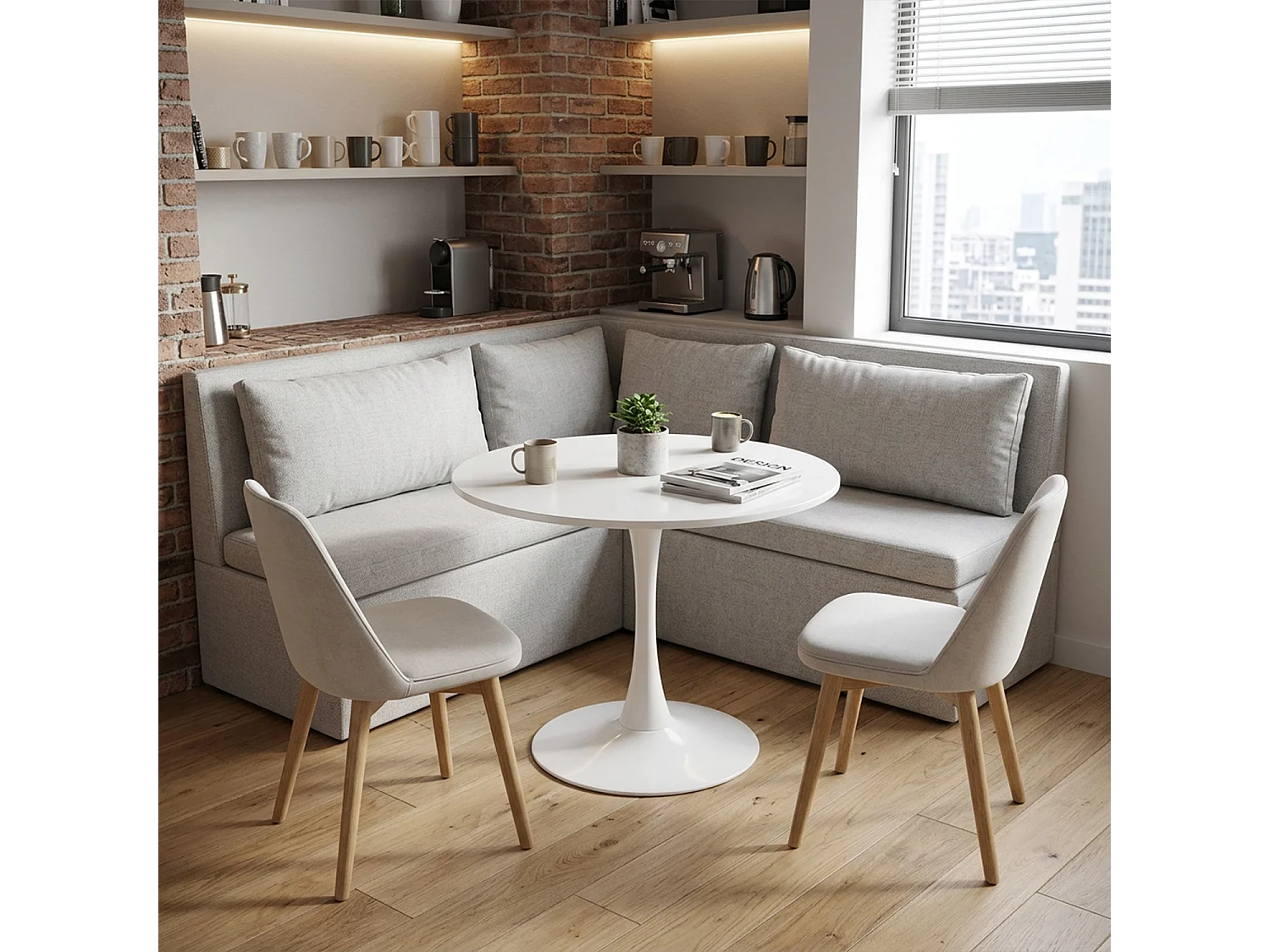 Table à manger ronde 4 personnes moderne, CLIFT