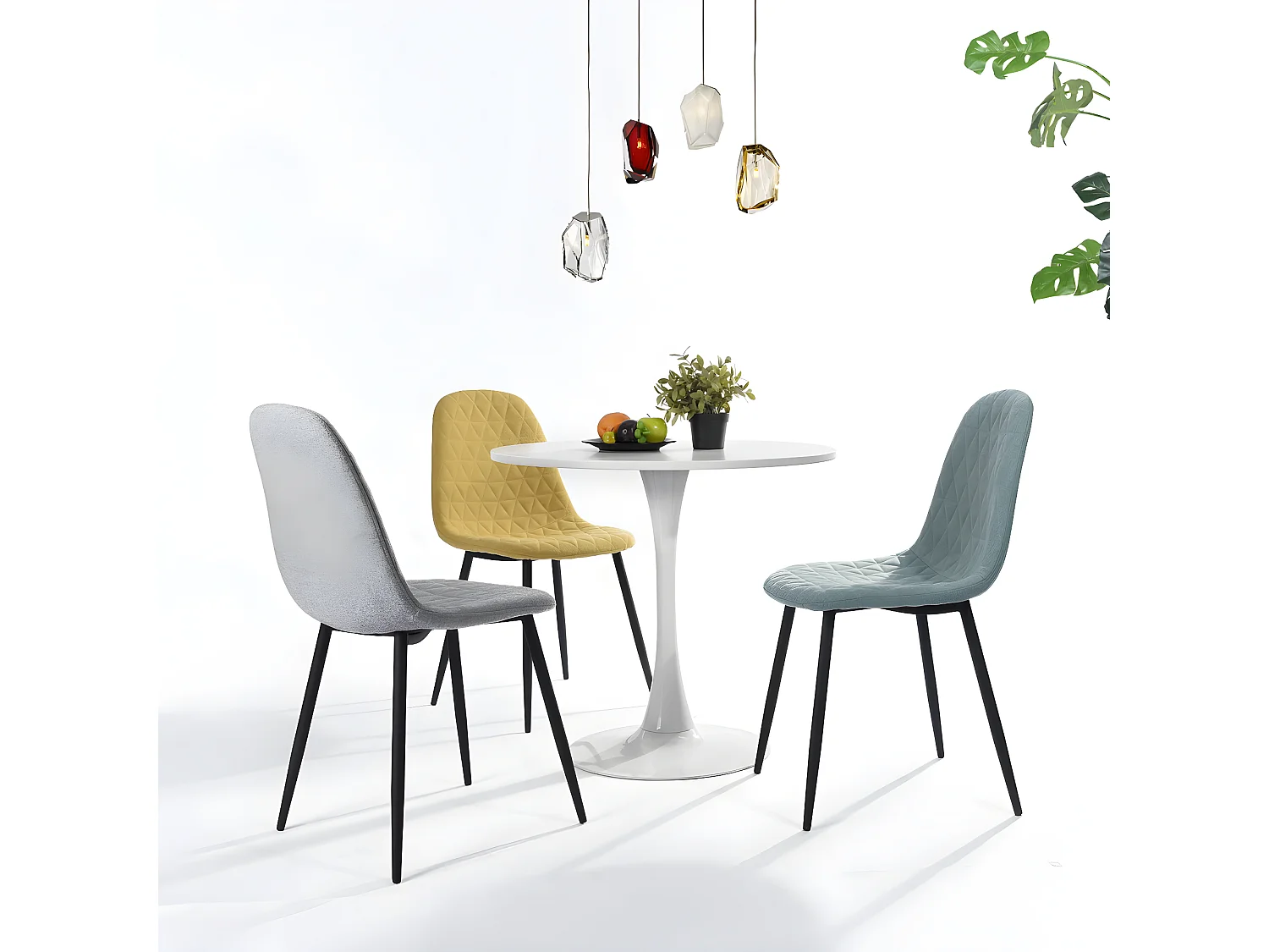 Table à manger blanche, table à manger ronde scandinave, base 80cm X 74cm de hauteur, convient pour 2 - 4 positions