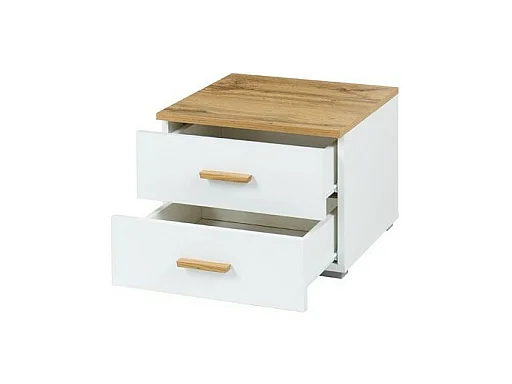 Bedpakket 160x200 met LED + 2 nachtkastjes WOOD in wit en eiken kleur