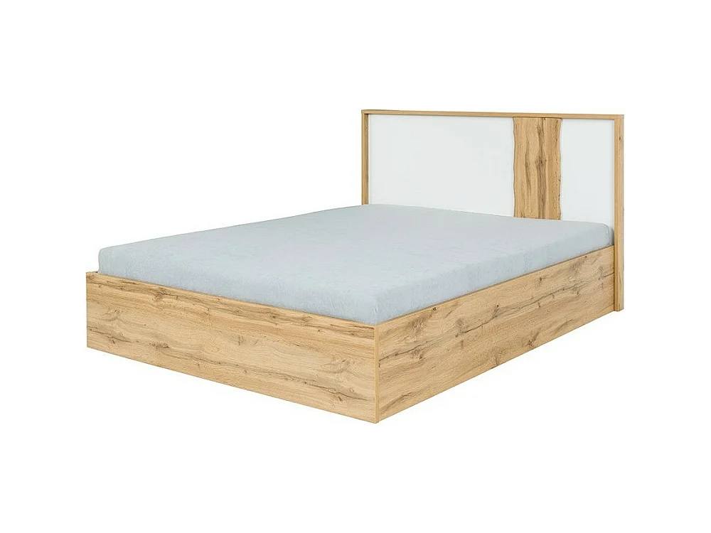 Bedpakket 160x200 met LED + 2 nachtkastjes WOOD in wit en eiken kleur