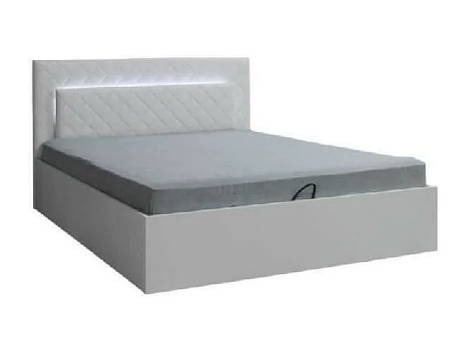 Design bed 160 x 200 met LED + 2 nachtkastjes PANAREA in witte kleur.