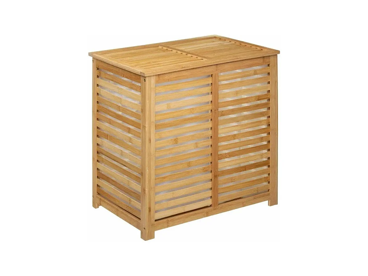 Panier à Linge Double Bambou "Sicela" 60cm Naturel