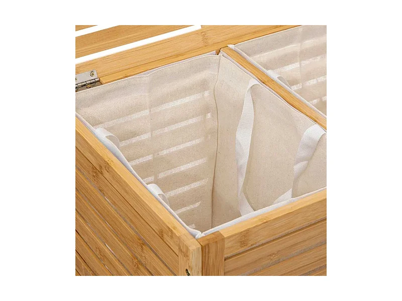 Panier à Linge Double Bambou "Sicela" 60cm Naturel