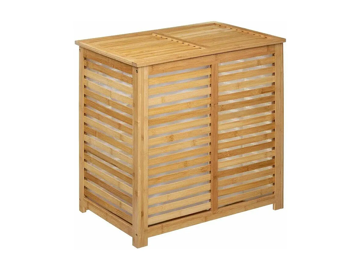 Panier à Linge Double Bambou "Sicela" 60cm Naturel