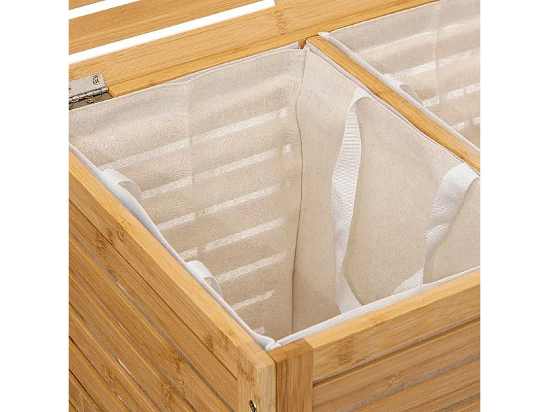 Panier à Linge Double Bambou "Sicela" 60cm Naturel