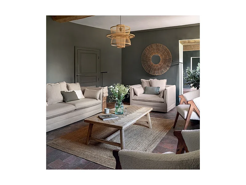 Table Basse en Bois Design "Aeris" 130cm Beige