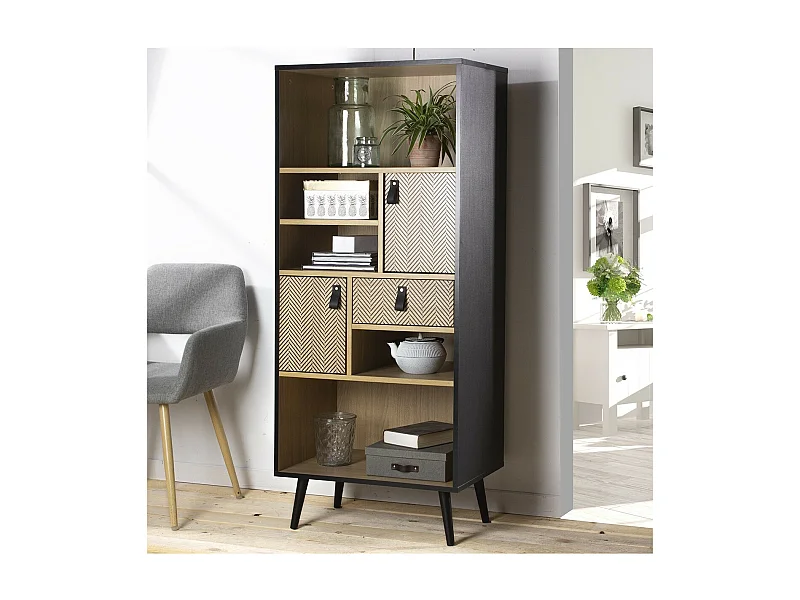 Bibliothèque 2 portes avec motif chevron Chelsea